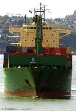 ID 6028 CAP REINGA (2001/25535/IMO 9226504, ex-CSCL LONGKOU, JUTURNA. Renamed JUPITER in 2010) manoeuvres off her berth at Auckland's Fergusson Container Terminal as she makes her maiden call at the port.